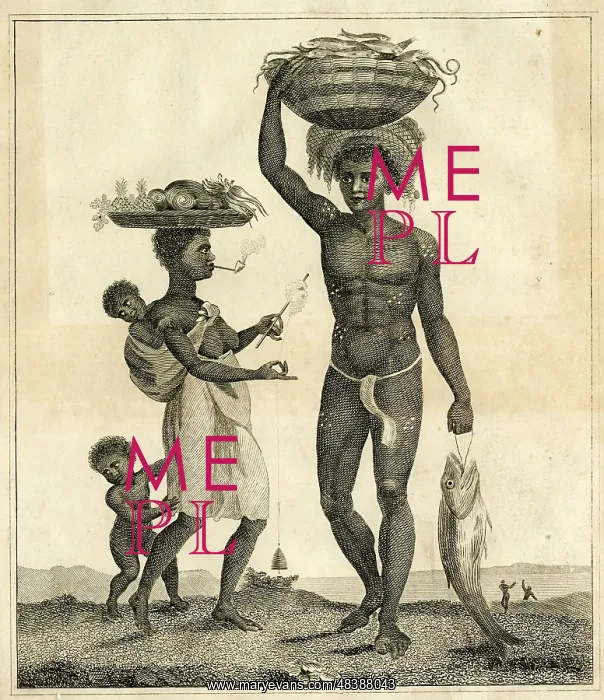  : Black native family carrying food