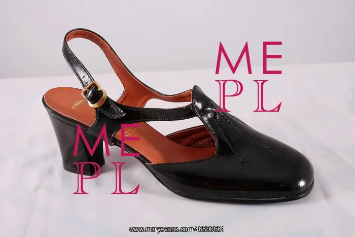: Black patent slingback shoe : Black patent slingback shoe