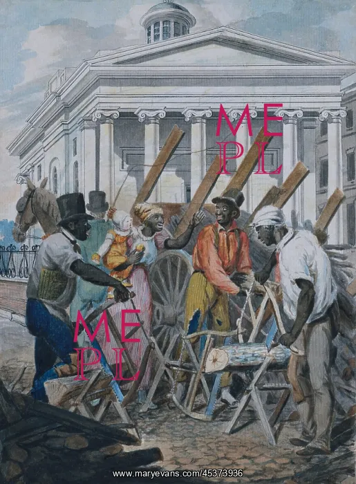 : Black sawyers working in front of the Bank : Black sawyers working in front of the Bank