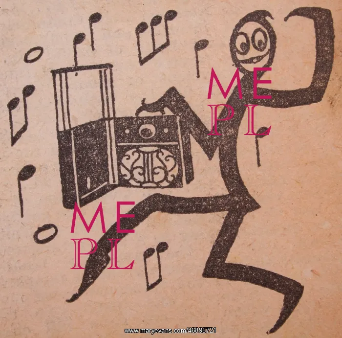 : Black silhouetted character dancing, musical : Black silhouetted character dancing, musical