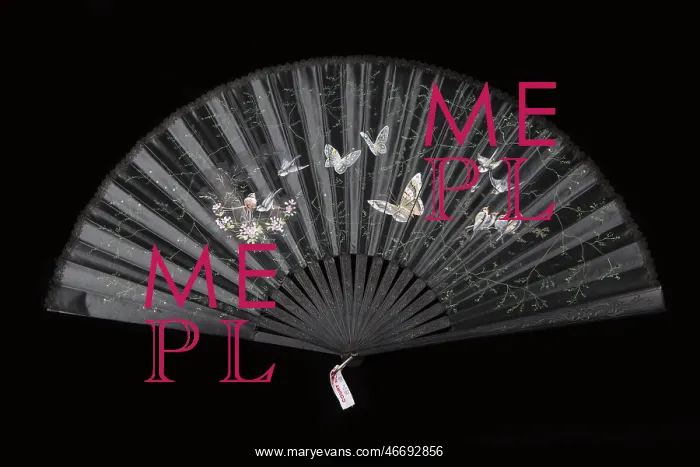 : Black silk fan, 1890-1900 : Black silk fan, 1890-1900