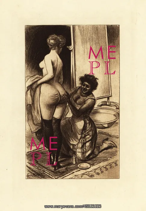 : A black slave rubbing cream into a white woman's buttocks : A black slave rubbing cream into a white woman's buttocks