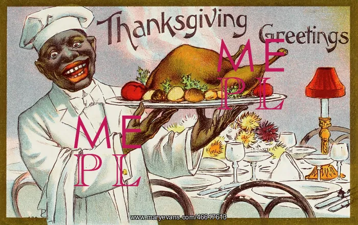 : Black Waiter with Thanksgiving Turkey : Black Waiter with Thanksgiving Turkey