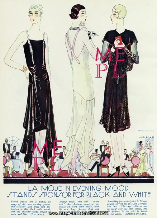 : Black & White evening dresses 1929 : Black & White evening dresses 1929