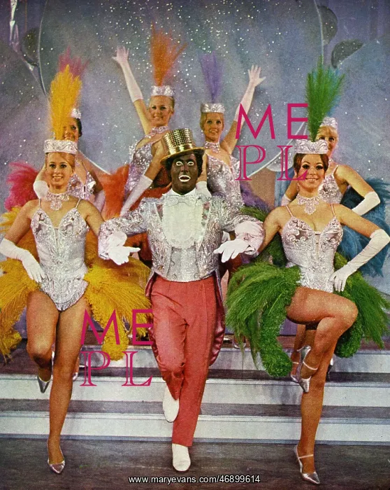 : Black and white minstrel with dancing girls : Black and white minstrel with dancing girls