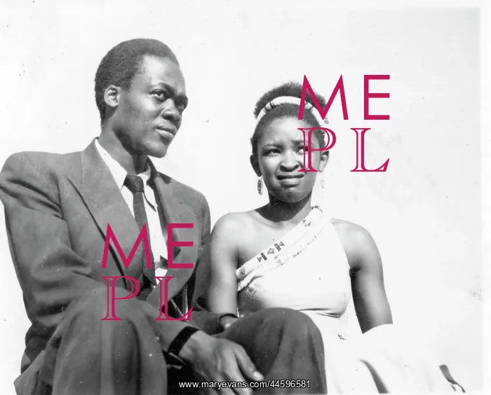 : Black and white portrait of Dolly Rathebe and : Black and white portrait of Dolly Rathebe and