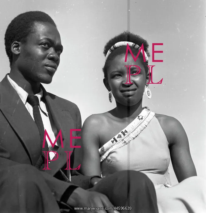 : Black and white portrait of Dolly Rathebe and : Black and white portrait of Dolly Rathebe and