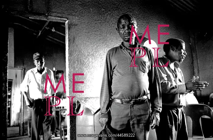 : Black and white portrait of a three men at a shebeen : Black and white portrait of a three men at a shebeen