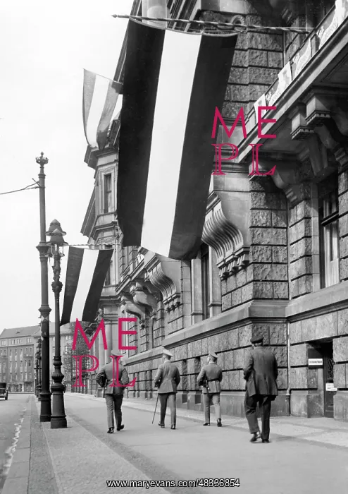 : Black-white-red flags at the headquarters of : Black-white-red flags at the headquarters of