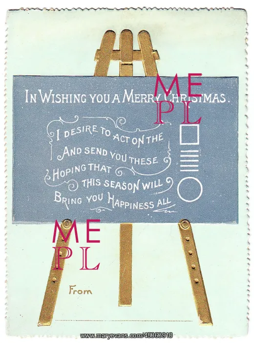 : Blackboard with comic verse on a Christmas card : Blackboard with comic verse on a Christmas card