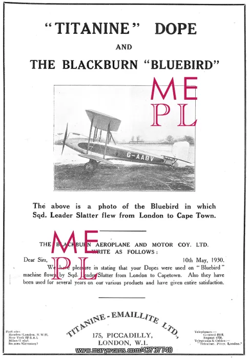 : The Blackburn Bluebird Is Doped With Titanine : The Blackburn Bluebird Is Doped With Titanine
