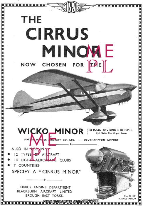 : Blackburn Cirrus Minor Aero Engine - Wicko Minor : Blackburn Cirrus Minor Aero Engine - Wicko Minor