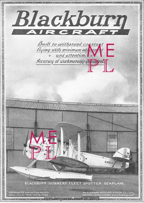 : Blackburn Gunnery Fleet Spotter Seaplane : Blackburn Gunnery Fleet Spotter Seaplane