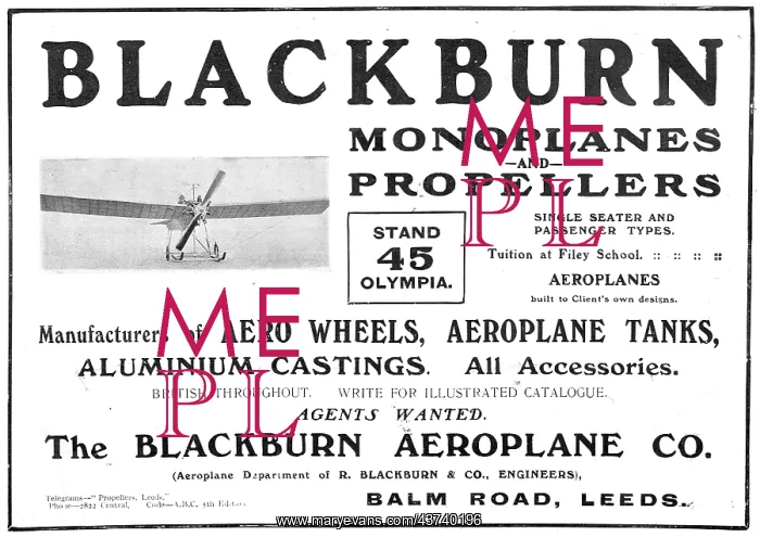 : Blackburn Monoplanes & Propellers 1911 : Blackburn Monoplanes & Propellers 1911