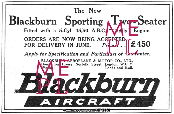 : Blackburn Sporting Two Seater Aeroplane 1919. (ABC Gadfly) : Blackburn Sporting Two Seater Aeroplane 1919. (ABC Gadfly)