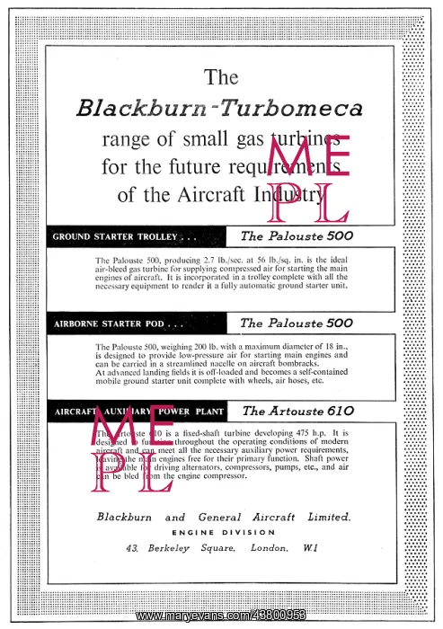 : Blackburn Turbomeca Gas Turbines : Blackburn Turbomeca Gas Turbines