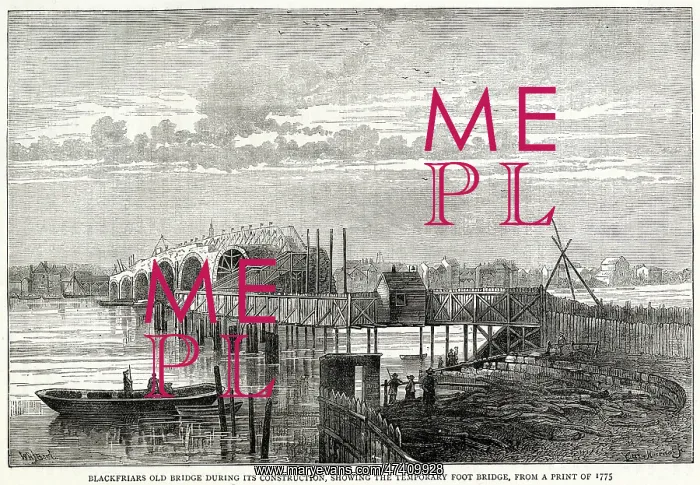 : Blackfriars old bridge during construction 1775 : Blackfriars old bridge during construction 1775
