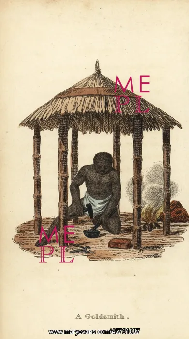 : Blacksmith or goldsmith at work, Senegambia, 18th century : Blacksmith or goldsmith at work, Senegambia, 18th century