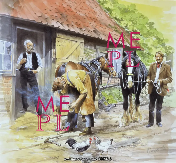 : Blacksmith shoeing a horse : Blacksmith shoeing a horse