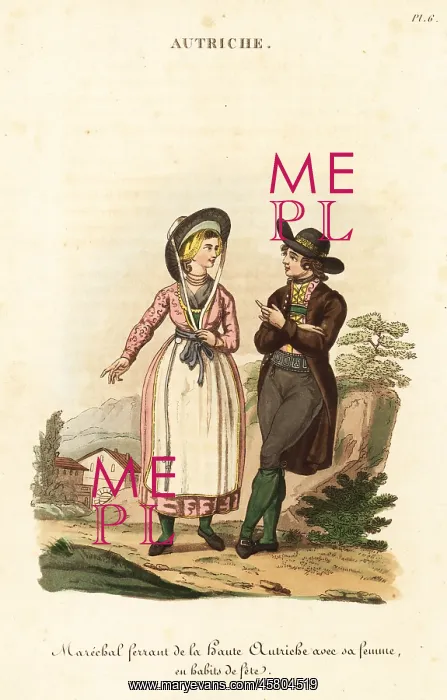 : Blacksmith and his wife, Upper Austria, 18th century : Blacksmith and his wife, Upper Austria, 18th century