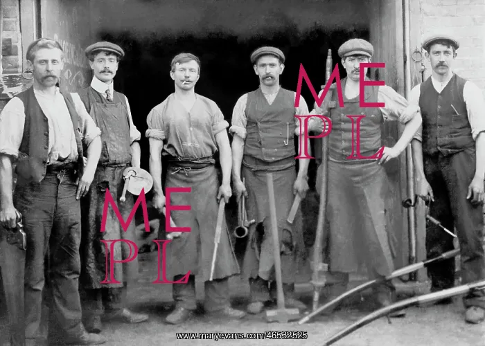 : Blacksmiths outside their forge : Blacksmiths outside their forge