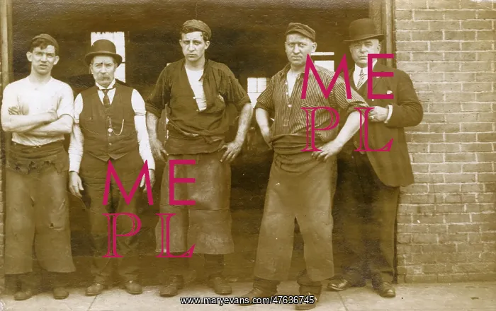 : Blacksmiths outside their foundry or forge, USA : Blacksmiths outside their foundry or forge, USA