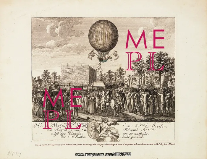 : Blanchard balloon ascent over Nuremberg, Germany : Blanchard balloon ascent over Nuremberg, Germany