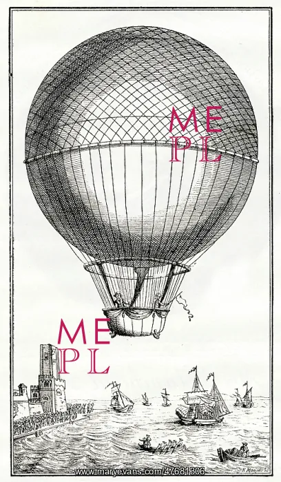 : Blanchard and Jeffries crossing the Channel in a balloon : Blanchard and Jeffries crossing the Channel in a balloon