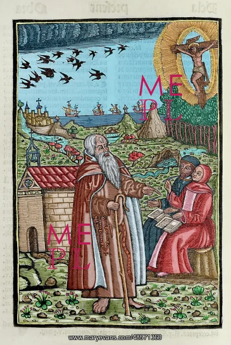 : Blanquerna by Ramon Llull (1235-1316). Colored engraving : Blanquerna by Ramon Llull (1235-1316). Colored engraving