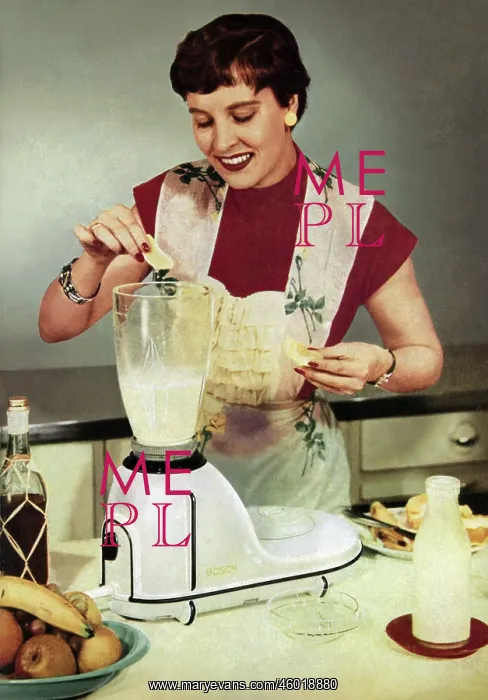 : Blender. A housewife prepares a drink with a Bosch electric blender : Blender. A housewife prepares a drink with a Bosch electric blender