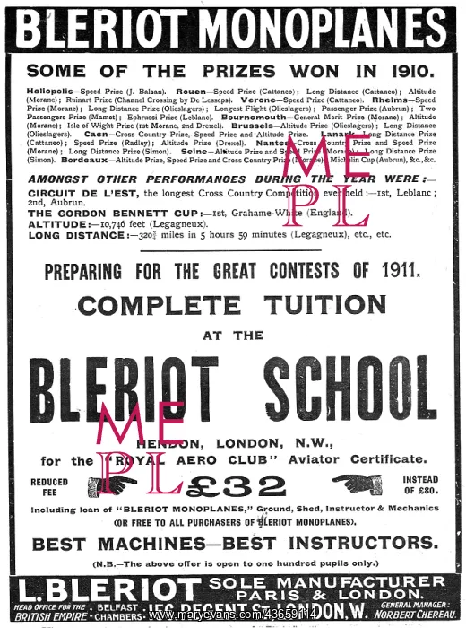 : Bleriot Monoplanes - Bleriot Flying School - Prizes Won : Bleriot Monoplanes - Bleriot Flying School - Prizes Won