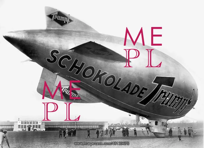 : A blimp with a chocolate ad, 1930 : A blimp with a chocolate ad, 1930