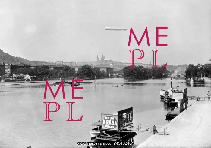  : Blimp Zeppelin flies above Prague
