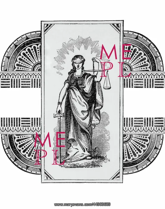 : Blind Justice Holding a Scale in Left Hand and Sword in R : Blind Justice Holding a Scale in Left Hand and Sword in R