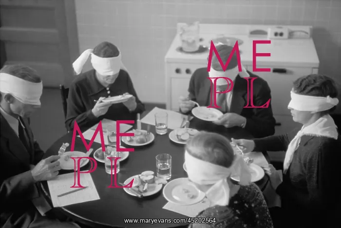 : Blindfolded meat testers sampling meats ? : Blindfolded meat testers sampling meats ?