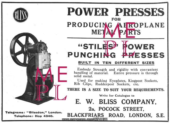 : Bliss Machine Tools Stiles Power Punching Presses : Bliss Machine Tools Stiles Power Punching Presses