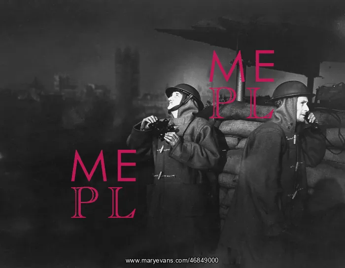 : Blitz in London -- firewatchers at observation post, WW2 : Blitz in London -- firewatchers at observation post, WW2