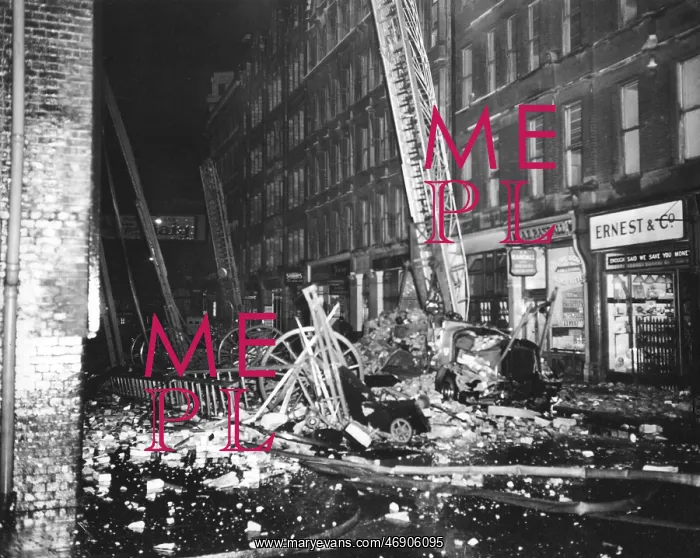 : Blitz in London -- ladders and rubble, WW2 : Blitz in London -- ladders and rubble, WW2