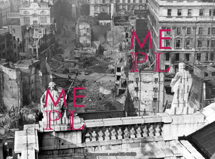 : Blitz in London -- view from St Paul's Cathedral, WW2 : Blitz in London -- view from St Paul's Cathedral, WW2