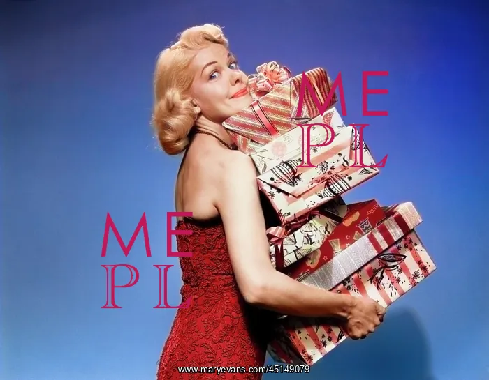 : Blond Woman Strapless Dress Carrying Stack Gift : Blond Woman Strapless Dress Carrying Stack Gift