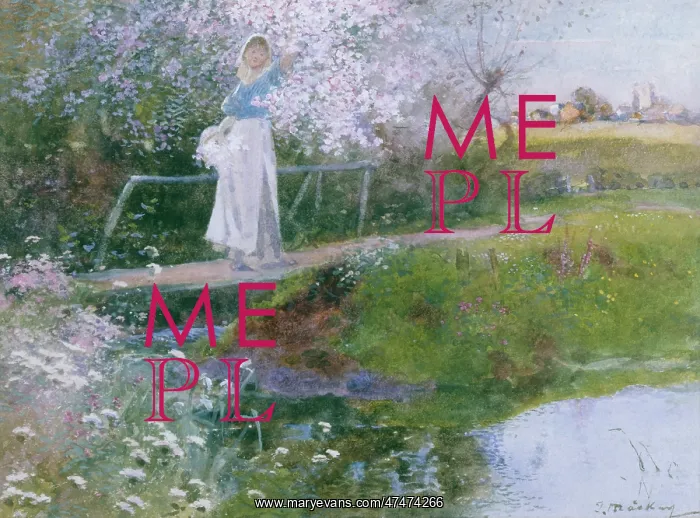 : Blossom Time ' girl on a bridge : Blossom Time ' girl on a bridge