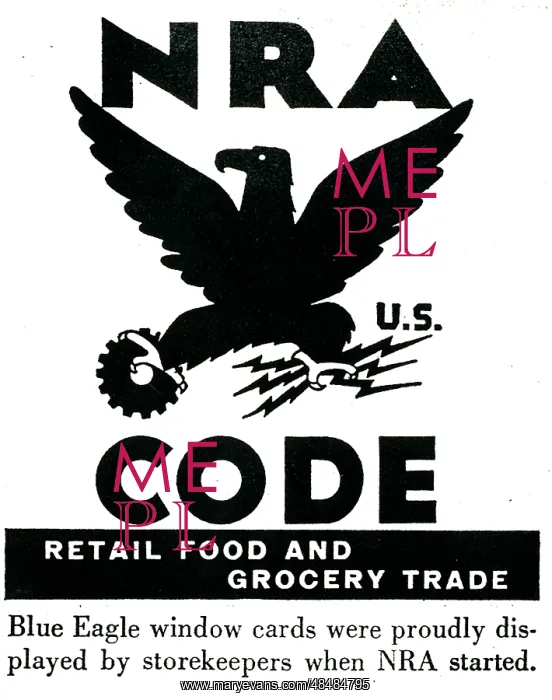  : Blue Eagle window card, displayed by storekeepers