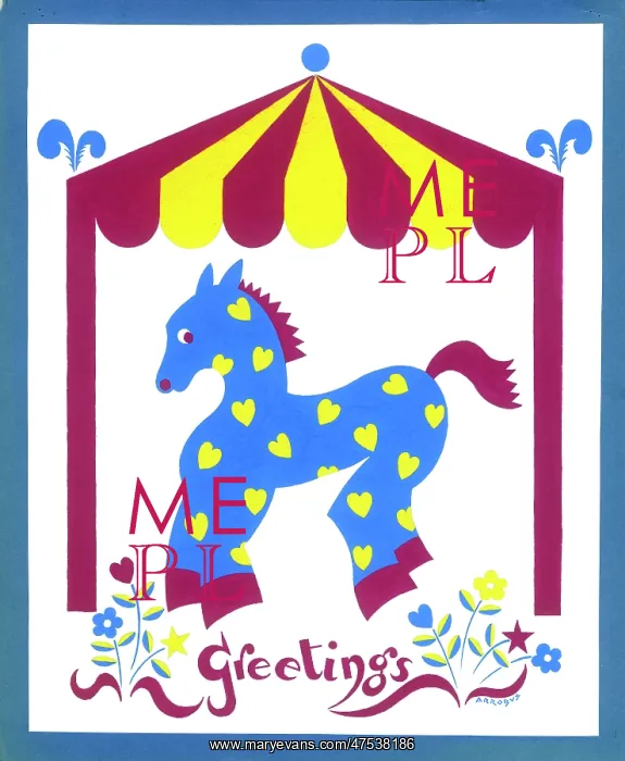 : Blue horse with yellow hearts : Blue horse with yellow hearts