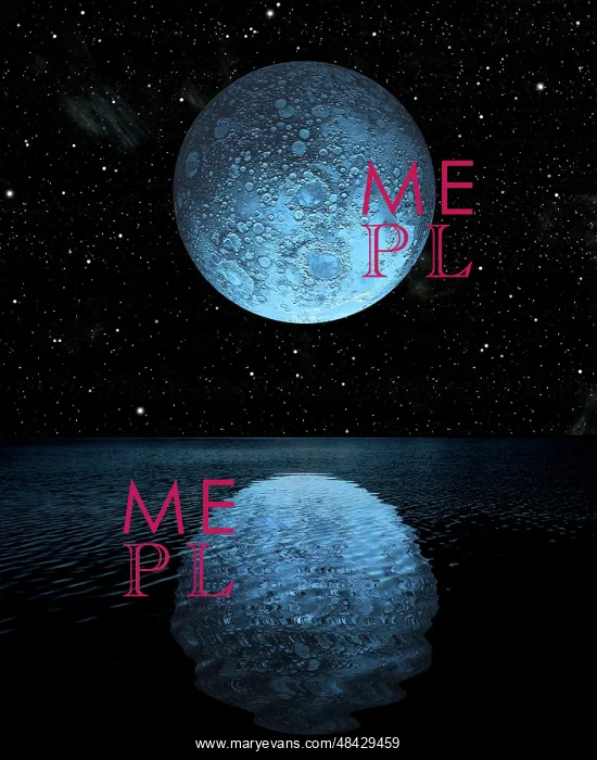 : A blue moon rising over a calm alien ocean with a starry ? : A blue moon rising over a calm alien ocean with a starry ?