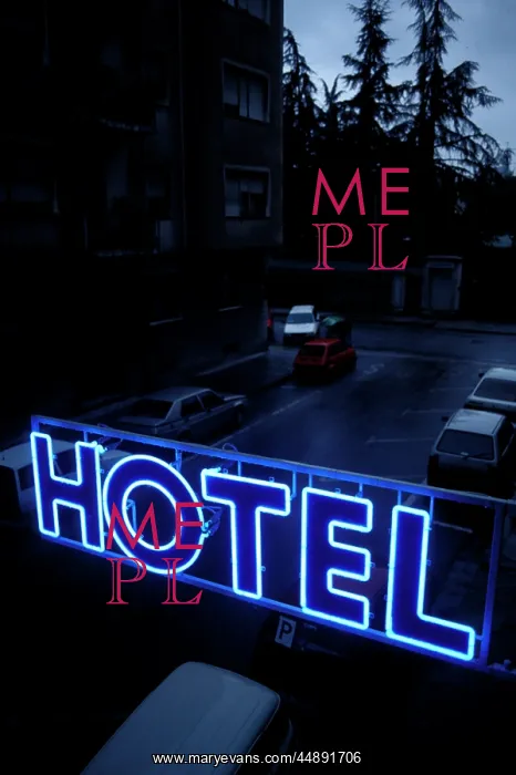  : BLUE NEON HOTEL SIGN