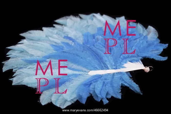 : Blue ostrich feather fan, 1933 : Blue ostrich feather fan, 1933