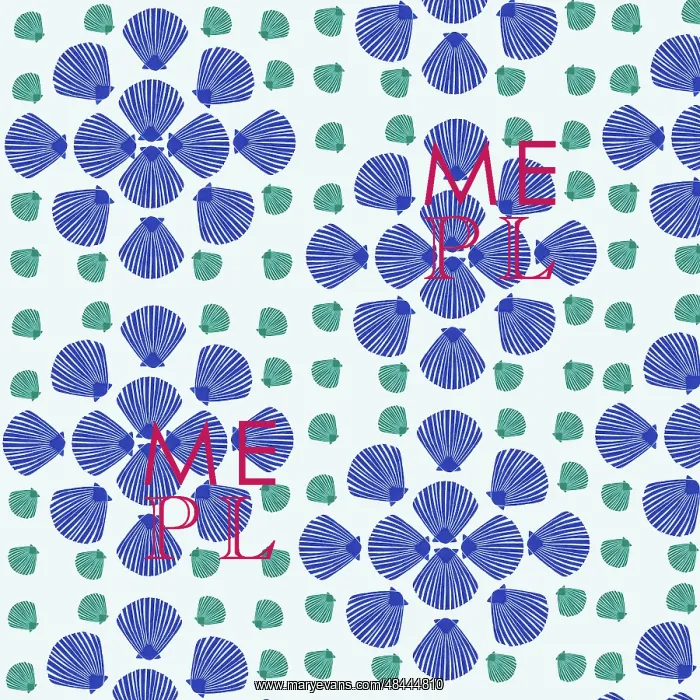  : Blue and turquoise shells repeating pattern