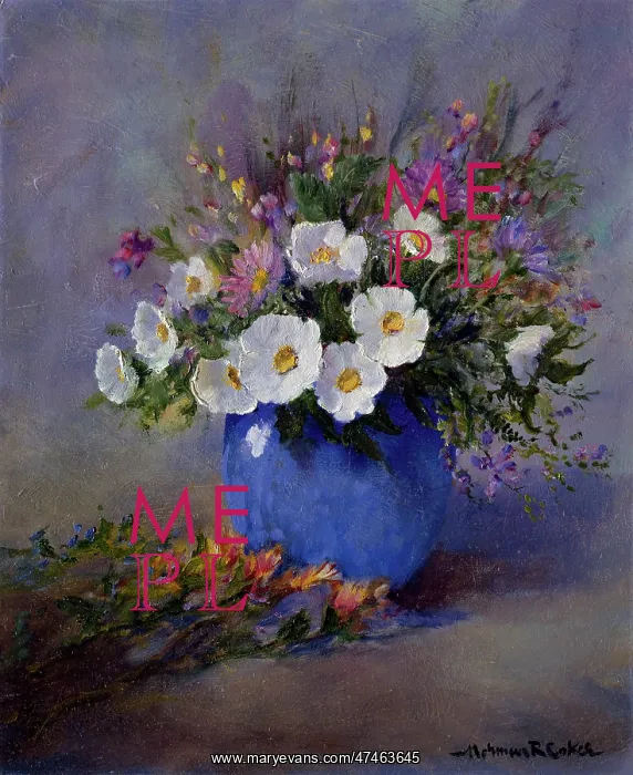  : The Blue Vase ? with white flowers