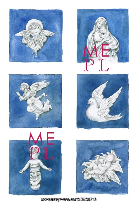 : Six blue and white Christmas gift tag designs : Six blue and white Christmas gift tag designs