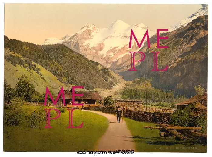 : Blumlisalp and chalets, Bernese Oberland, Switzerland Bl?mli : Blumlisalp and chalets, Bernese Oberland, Switzerland Bl?mli